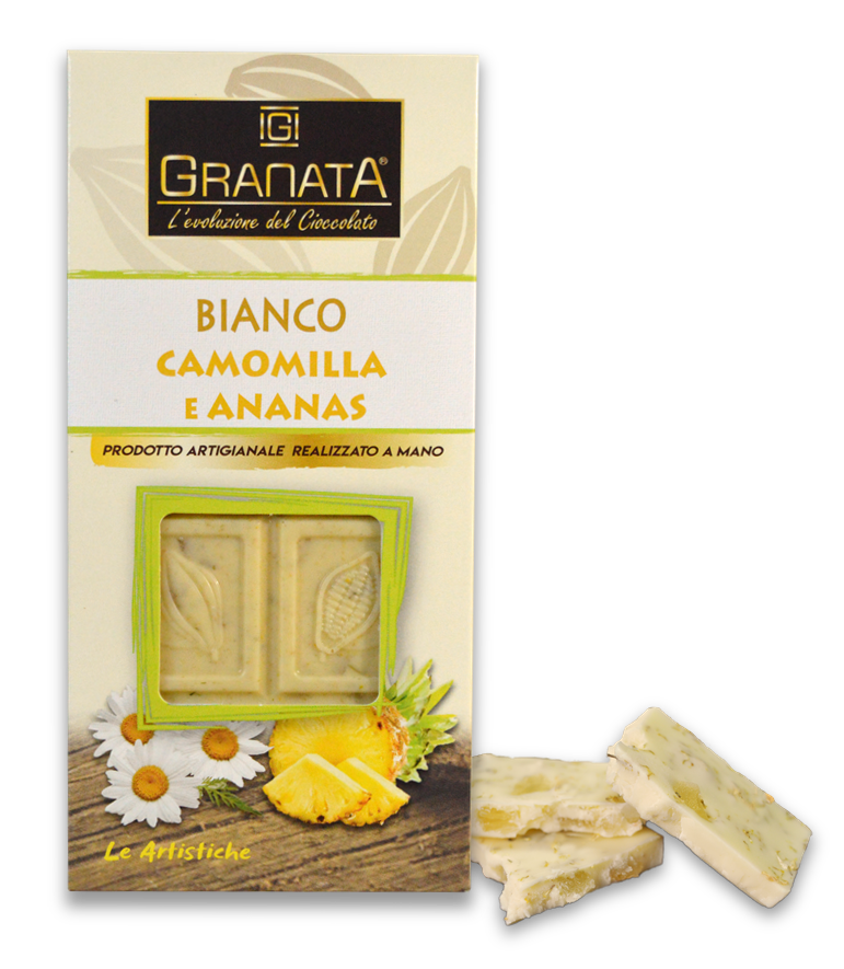 Tavoletta Granata Cioccolato Bianco Camomilla e Ananas Cocco Le Artistiche