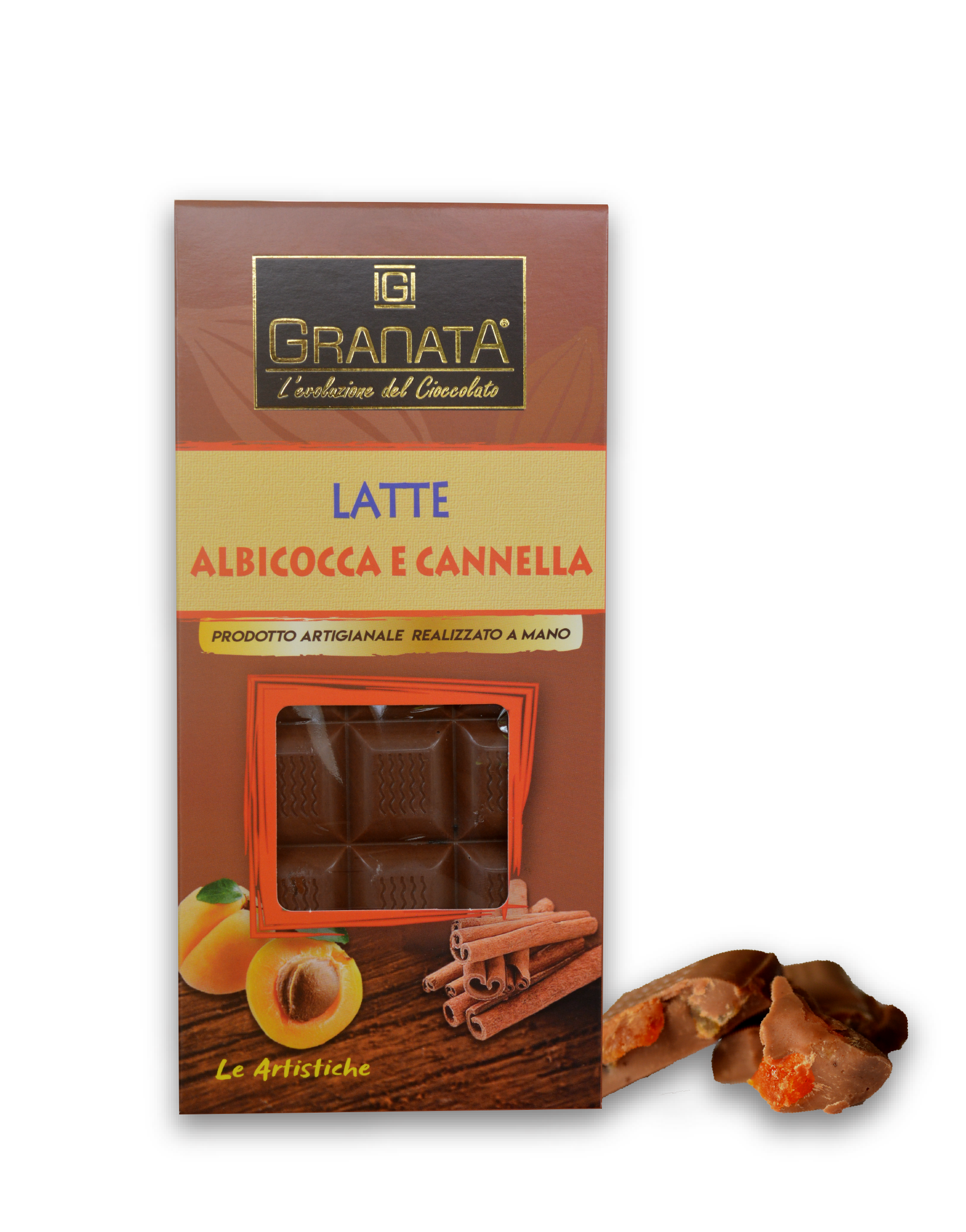 Tavoletta Granata Cioccolato Latte Albicocca e Cannella Le Artistiche